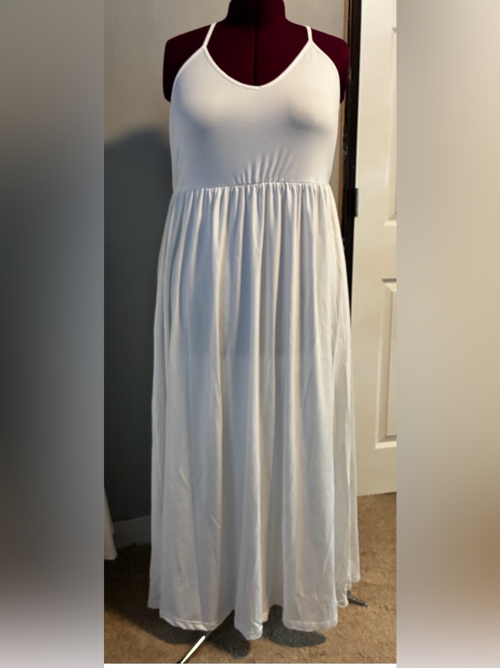White Spaghetti-Strap Maxi Dress